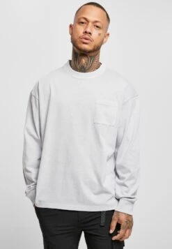 URBAN CLASSICS Pigment Dyed Pocket Longsleeve - Camiseta De Manga Larga - Lightasphalt