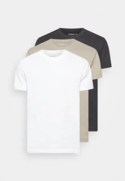 Abercrombie & Fitch Essential Multipack 3 Pack- Camiseta Básica - Grey/Tan/White -Blends Moda Tienda 1b7db11a0a67456990a389d4820d7a88