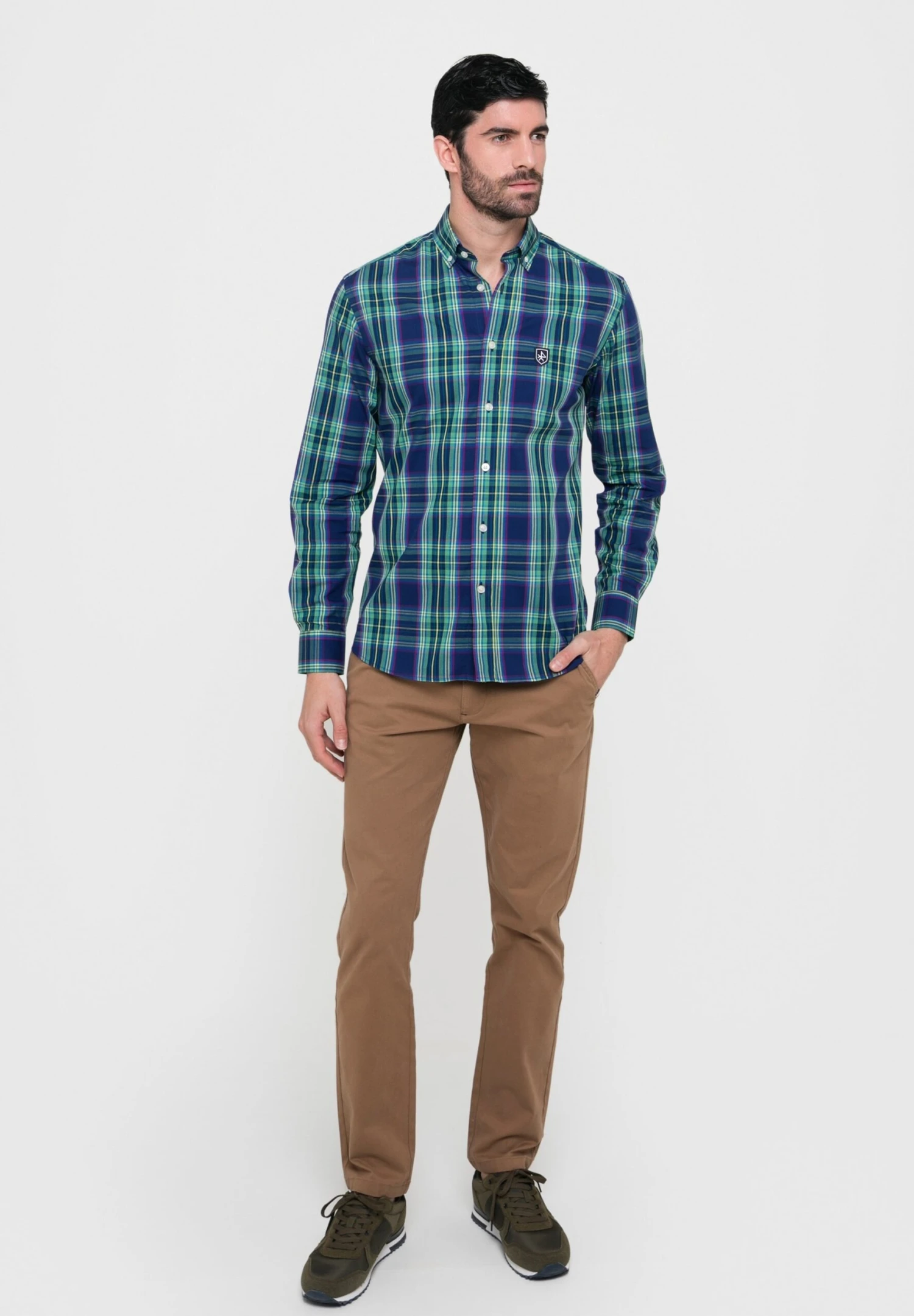 Clásica Cuadro Tartán - Camisa - Azul Marino 1 Clásica Cuadro Tartán - Camisa - Azul Marino