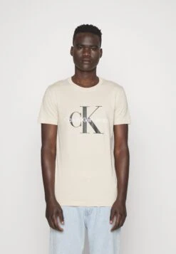 Calvin Klein Jeans Slim Fit Tee - Camiseta Estampada - Classic Beige