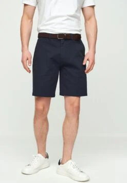 Next Belted Straight Fit - Shorts - Navy Blue Print