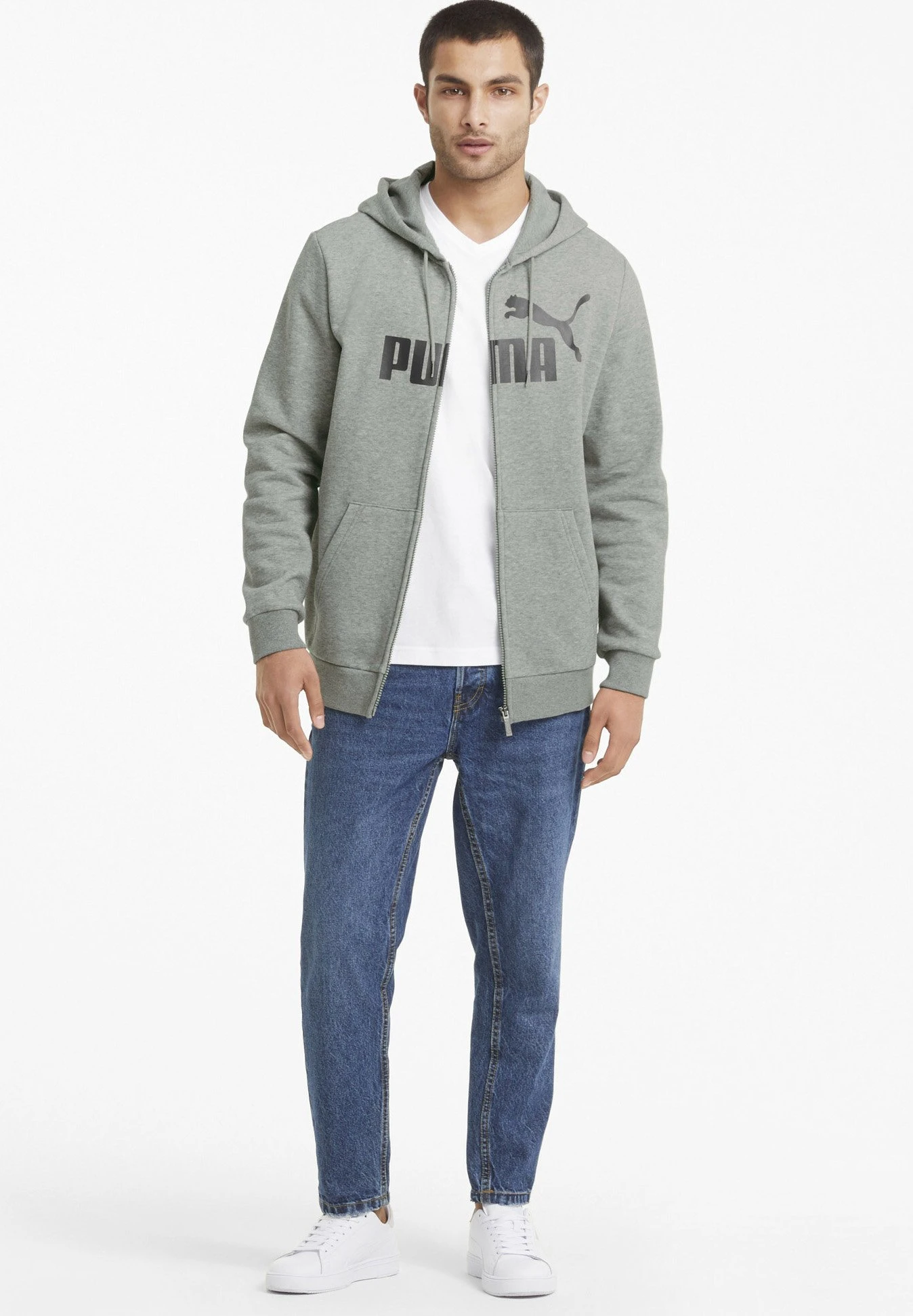 Puma Big Logo Hoodie - Sudadera Con Cremallera - Medium Gray Heather 2 Puma Big Logo Hoodie - Sudadera Con Cremallera - Medium Gray Heather - Imagen 2
