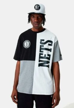 NEW ERA Cut And Sew Nets - Camiseta Estampada - Black Grey White