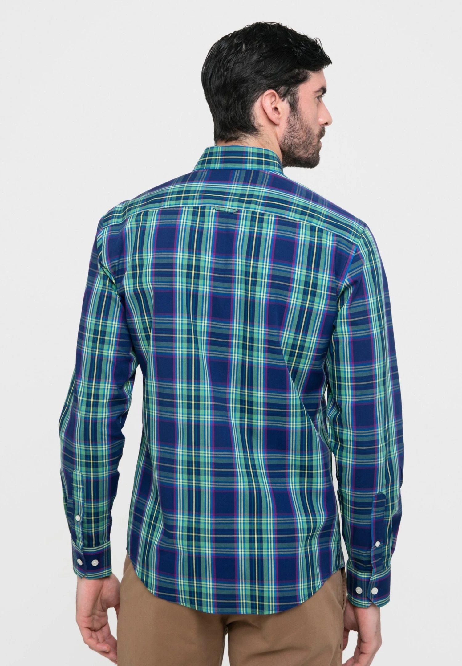 Clásica Cuadro Tartán - Camisa - Azul Marino 2 Clásica Cuadro Tartán - Camisa - Azul Marino - Imagen 2