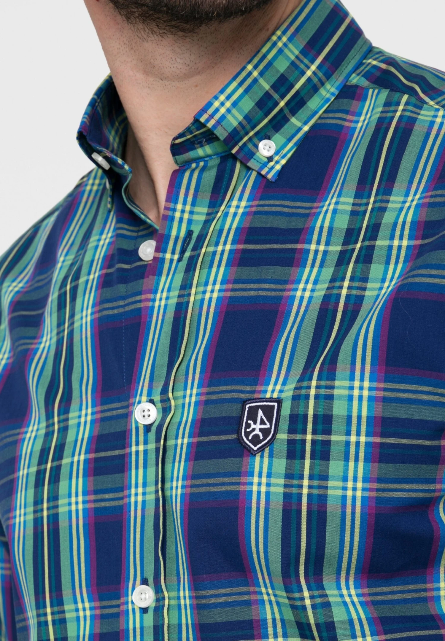 Clásica Cuadro Tartán - Camisa - Azul Marino 4 Clásica Cuadro Tartán - Camisa - Azul Marino - Imagen 4