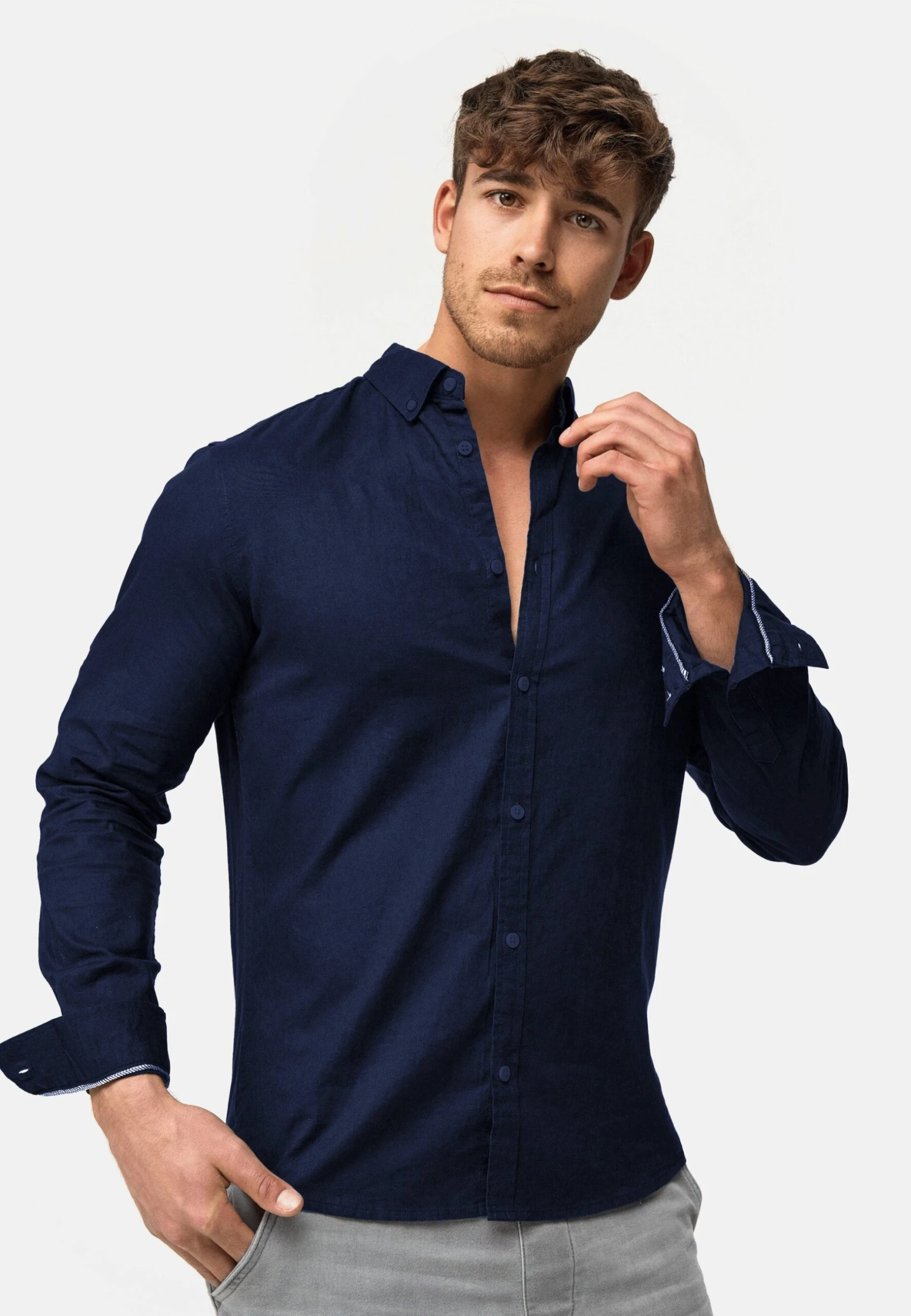 Indicode Jeans Langarm Kepner - Camisa - Navy 1 Indicode Jeans Langarm Kepner - Camisa - Navy