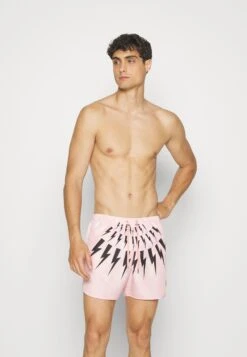 Neil Barrett Slim Double Fairisle Thunderbolt Swim Shorts - Bañador - Rose