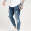SikSilk Distressed Super- Vaqueros Pitillo - Light Blue