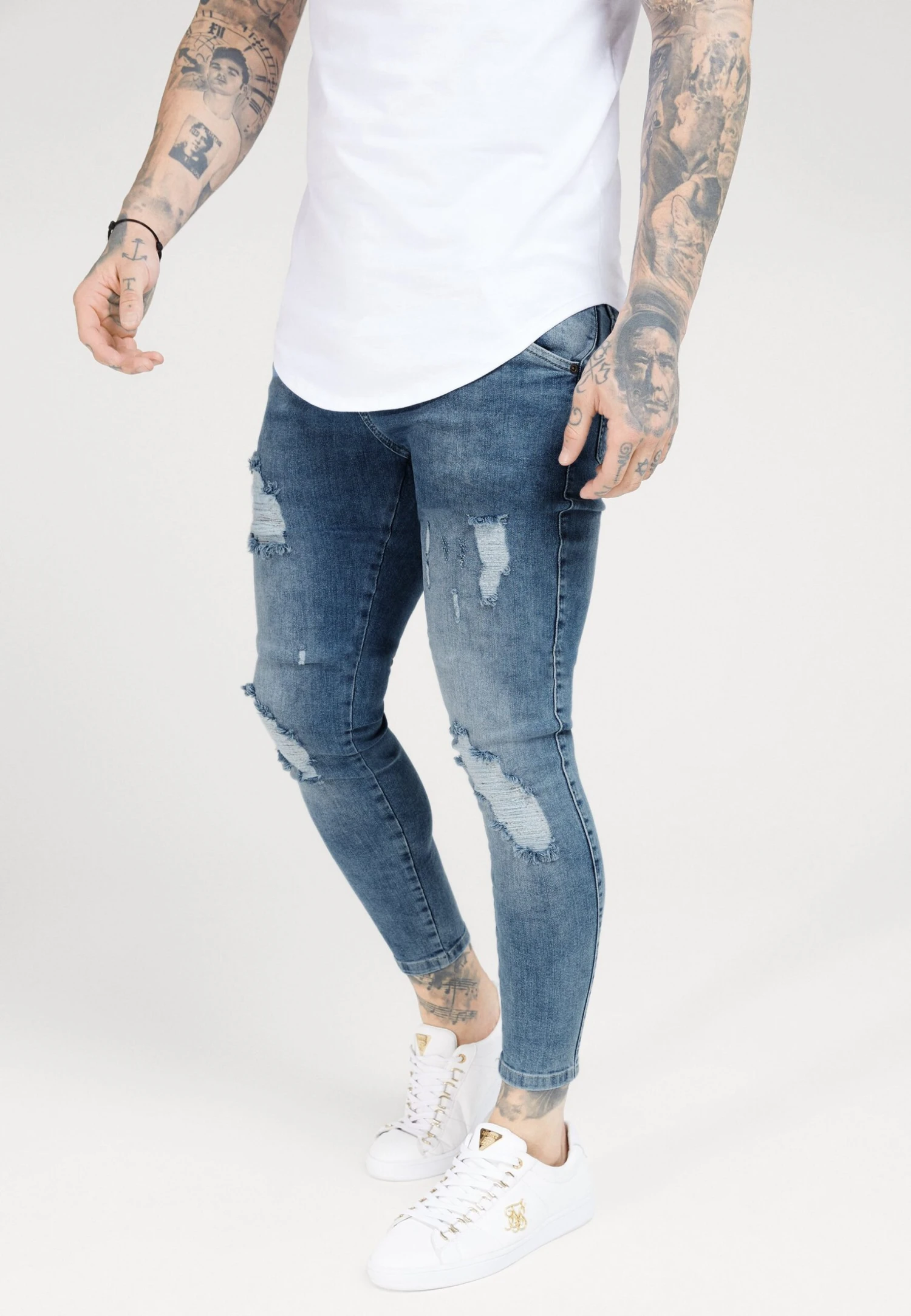 SikSilk Distressed Super- Vaqueros Pitillo - Light Blue 1 SikSilk Distressed Super- Vaqueros Pitillo - Light Blue