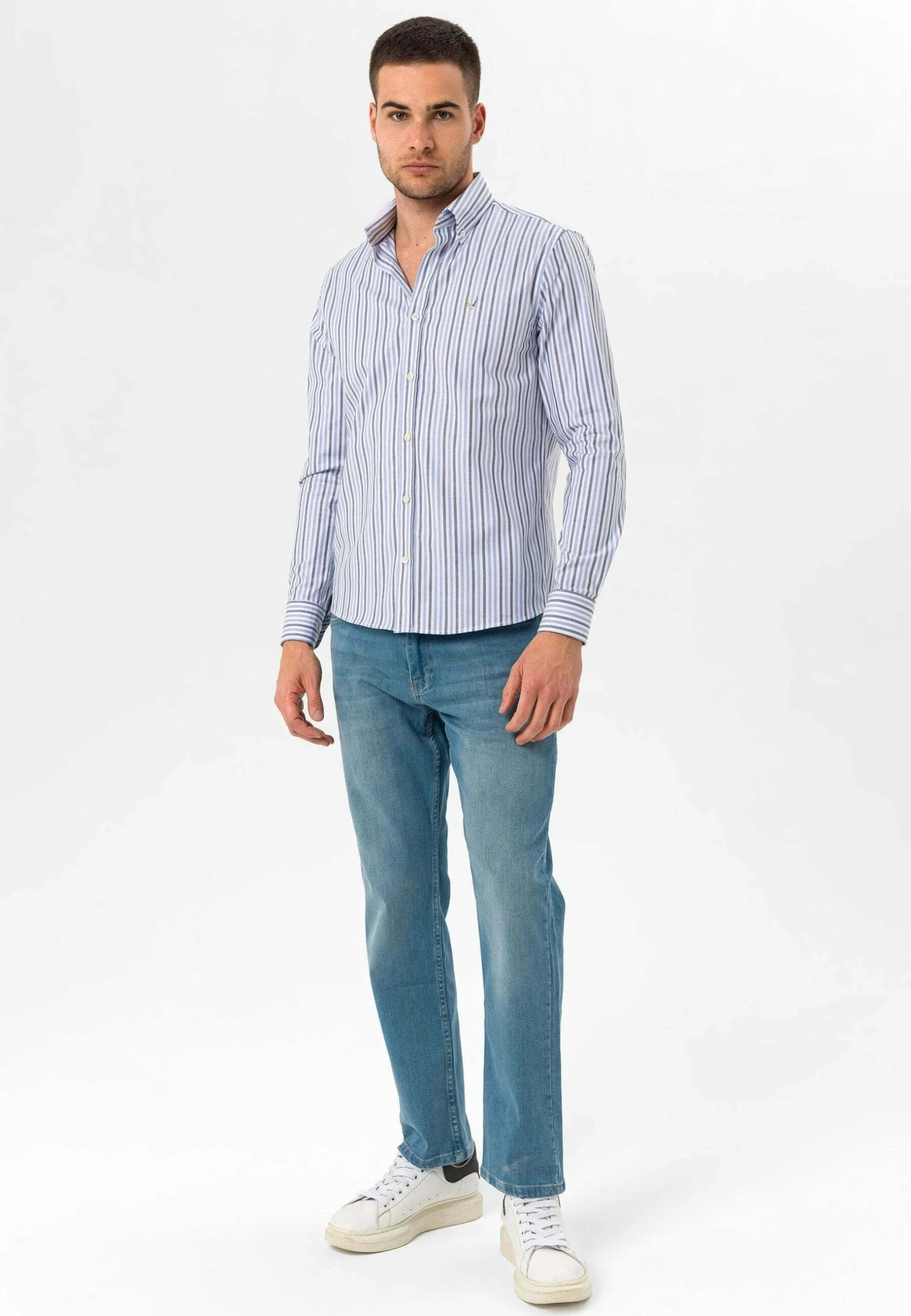 Oxford- Camisa - Blue Grey Stripped 2 Oxford- Camisa - Blue Grey Stripped - Imagen 2